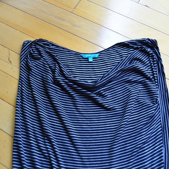 Derek Lam For Design Nation Sz Large Striped Black Combo Drape Neck Dress - Picture 2 of 11